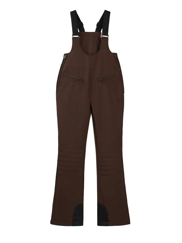 Women's Gsou Snow Elegant Stretch Flare Ski Bibs Pants