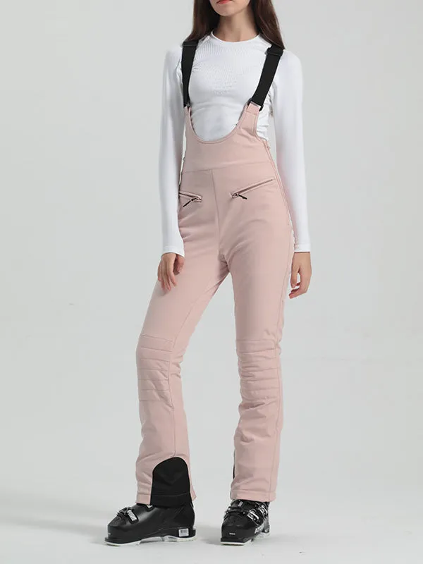 Women's Gsou Snow Elegant Stretch Flare Ski Bibs Pants