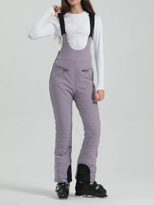 Women's Gsou Snow Elegant Stretch Flare Ski Bibs Pants