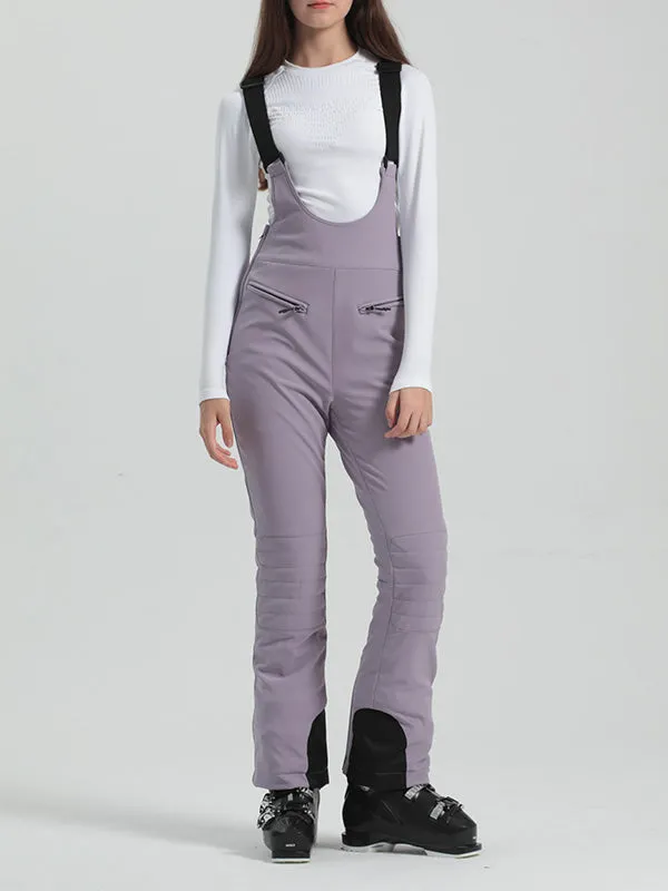 Women's Gsou Snow Elegant Stretch Flare Ski Bibs Pants