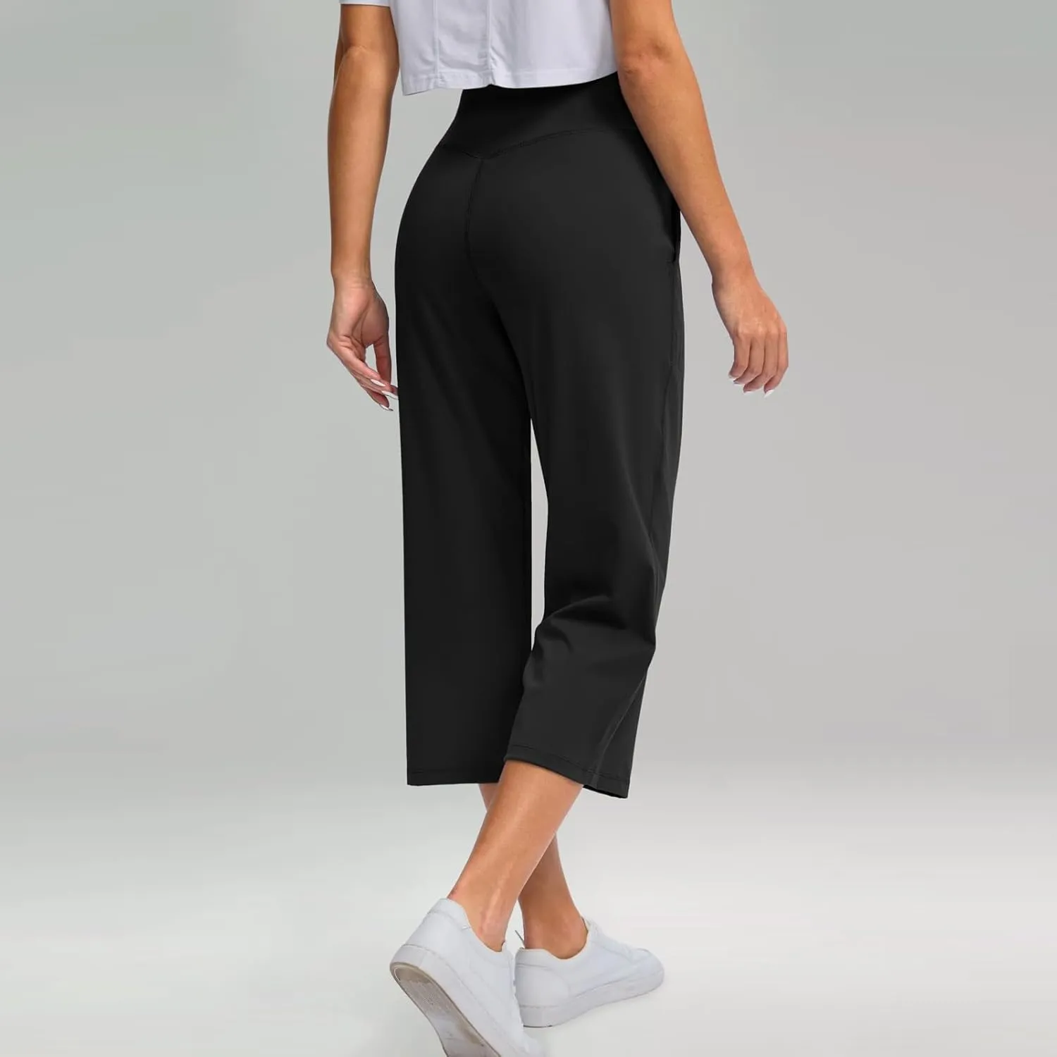 Women's Pants Plus Size Elastic Waist Cargo Loose Capri Pants for Women Stretch Linen Summer Womens Capris Petite