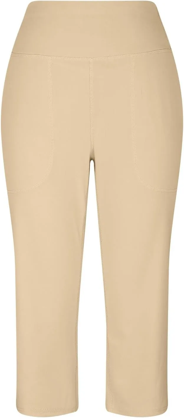 Women's Pants Plus Size Elastic Waist Cargo Loose Capri Pants for Women Stretch Linen Summer Womens Capris Petite